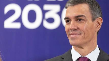 El presidente del Gobierno, Pedro Sánchez, durante la clausura del acto de presentación del Plan España Auto 2030