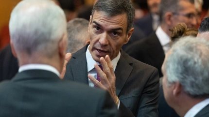 El presidente del Gobierno, Pedro Sánchez, durante la clausura del acto de presentación del Plan España Auto 2030