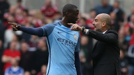Yaya Touré y Pep Guardiola
