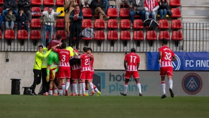Los jugadores del Almería celebran el gol contra el Andorra