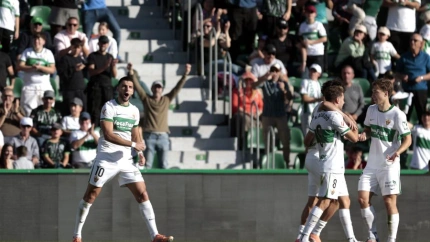 Los jugadores del Elche celebran un gol contra el Girona