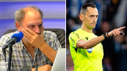 Pedro Martín y el árbitro Sánchez Martínez