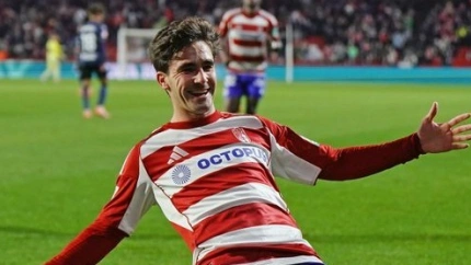 Alemañ celebra el gol del Granada