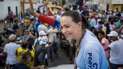 Fotografía de archivo del 17 de julio de 2024 que muestra a la líder opositora, Maria Corina Machado