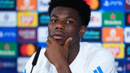 Aurélien Tchouaméni, en rueda de prensa