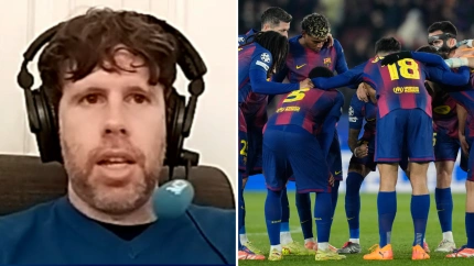 Dani Senabre y los jugadores del Barcelona