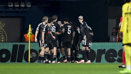 Los jugadores del Copenhague celebran un gol ante el Villarreal