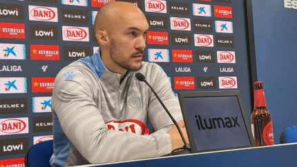 Marko Dmitrovic ha comparecido hoy en la sala de prensa de la Ciutat Esportiva Dani Jarque.