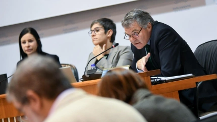 El presidente de Portos de Galicia durante su comparecencia en el Parlamento autonómico