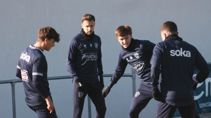 Imagen del entrenamiento del Huesca