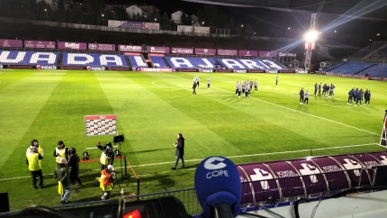 Micrófono de Tiempo de Juego en el Pedro Escartín, estadio del Guadalajara