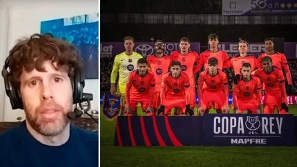 Dani Senabre y el once del Barcelona