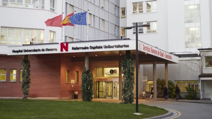 Entrada del Hospital Universitario de Navarra. -