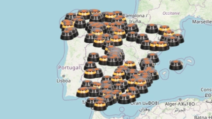 El mapa en tiempo real que enseña las balizas V16