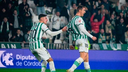 Adri Fuentes celebra el gol marcado para el Córdoba frente al Burgos