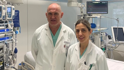 José Roldán Ramírez, coordinador autonómico de Trasplantes de Navarra, y María Barber Ansón, responsable de la Coordinación Hospitalaria de Trasplantes del Hospital Universitario de Navarra