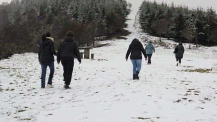 Un grupo de personas en O Cebreiro (Lugo), este viernes