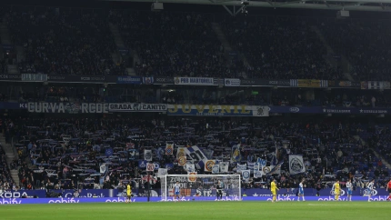 Aspecto de la grada durante el Espanyol-Girona disputado el pasado viernes en Cornellà-El Prat.