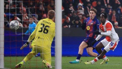 Jindrich Stanek, durante el Slavia Praga-Barcelona