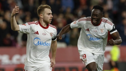 Peque celebra el 1-1 del Sevilla contra el Athletic