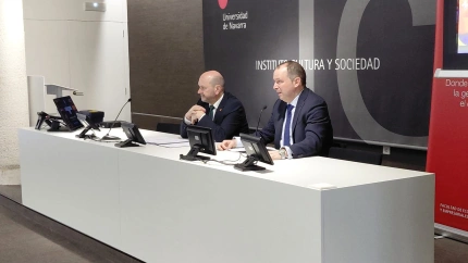 Rafael Louzán, presidente de la RFEF, durante un acto en la Universidad de Navarra