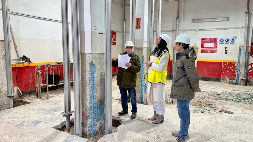 Visita a los trabajos de apuntalamiento en plaza Santa Clara