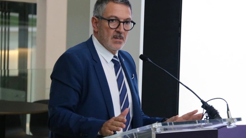 Miquel Sàmper en un acto esta mañana en PImec.