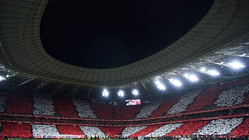 Mosaico en San Mamés antes del Athletic - Real Sociedad de la Copa del Rey