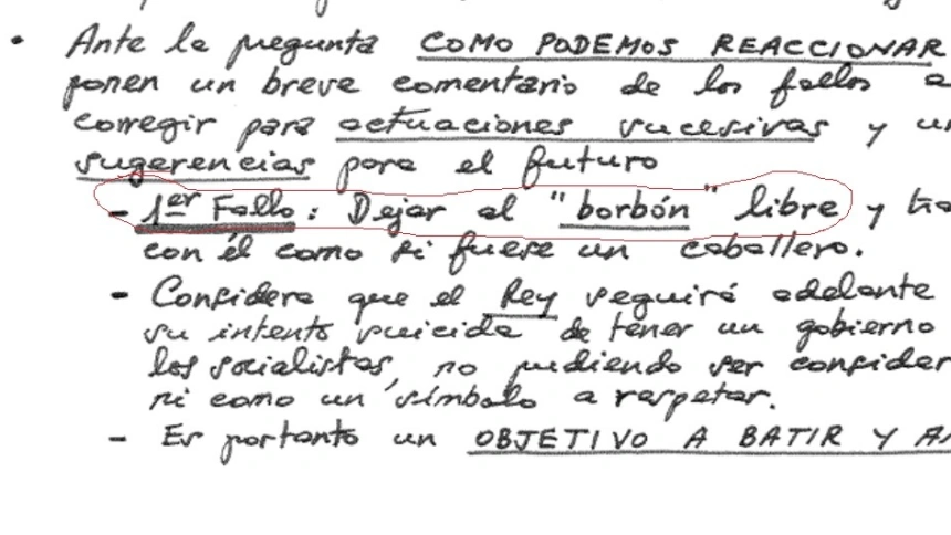 Un documento tras el 23F dice que el fallo fue "dejar al Borbón libre" y le señalan como un "objetivo a batir y anular"