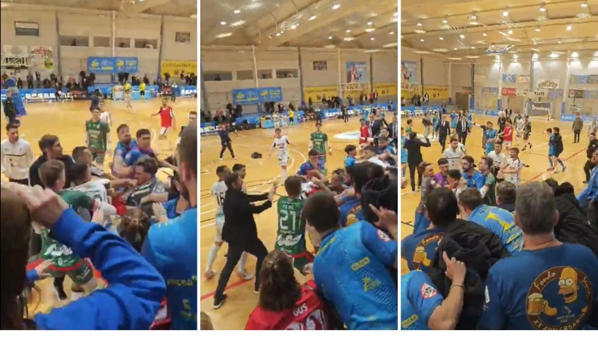 Brutal pelea con varios jugadores implicados y lanzándose todo tipo de golpes.