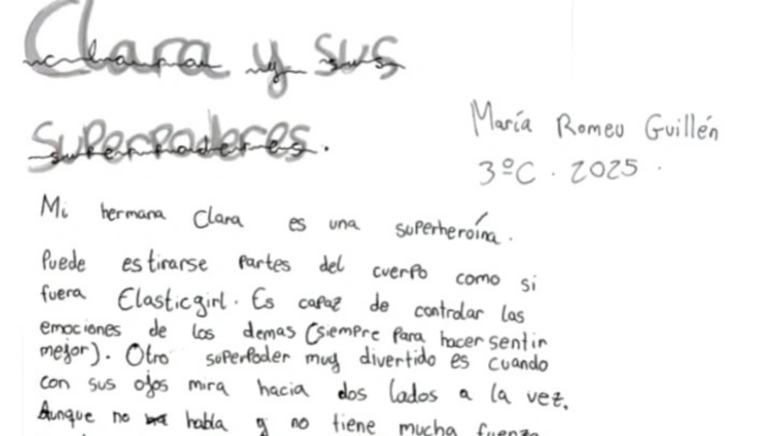 Captura de pantalla de la carta de María a su hermana Clara