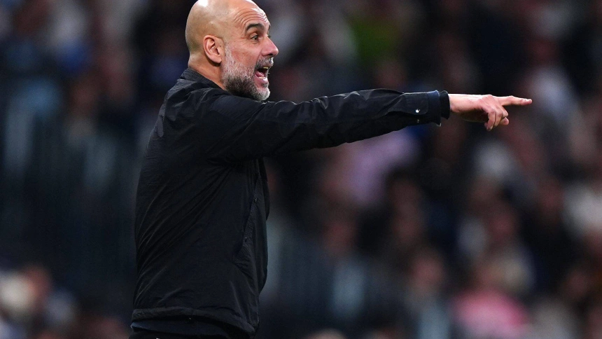 Pep Guardiola, durante el encuentro Real Madrid-Manchester City