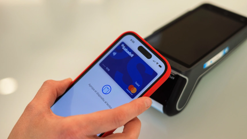 Usuario pagando con el móvil