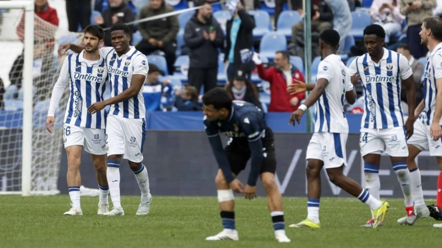 Los jugadores del Leganés celebran la victoria ante el Ceuta