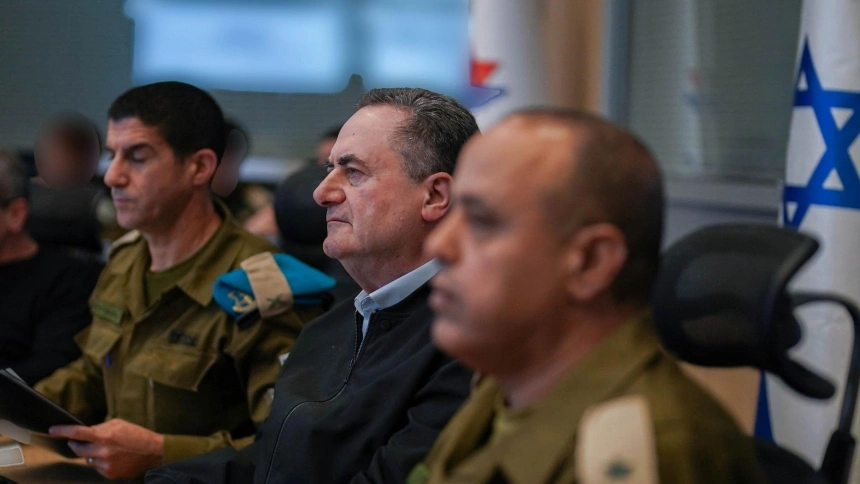 El ministro de Defensa israelí, Israel Katz (centro), durante una reunión en el marco de la ofensiva lanzada el 28 de febrero por Estados Unidos e Israel contra Irán