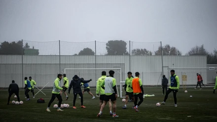 Imagen del entrenamiento de la SD Huesca