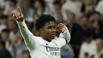 Endrick celebra el gol del Real Madrid en la Copa del Rey