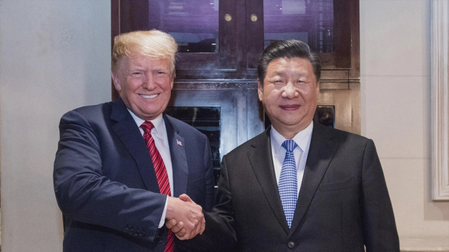 Imagen de archivo: apretón de manos entre Trump y Xi Jinping en 2018