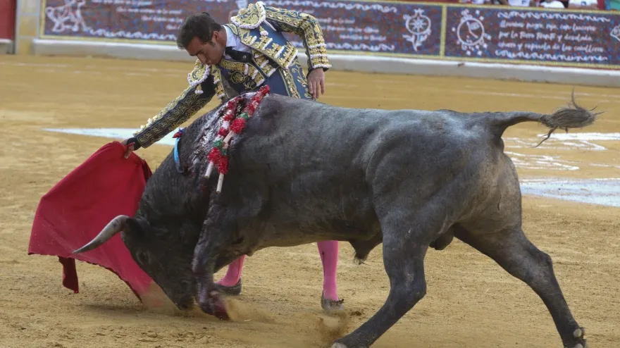 Derechazo de El Fandi a unos de los toros de Victorino Martín lidiados en Granada