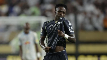 Vinicius celebra el 0-1 del Real Madrid contra el Salzburgo