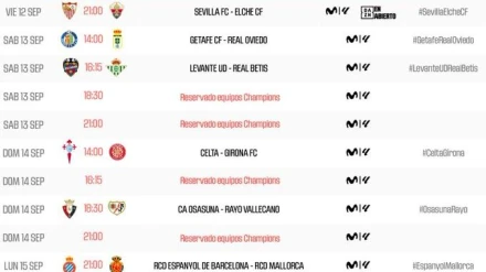 Horarios de la 4ª jornada de LaLiga