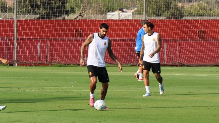 Samu Costa, en el entrenamiento de esta mañana