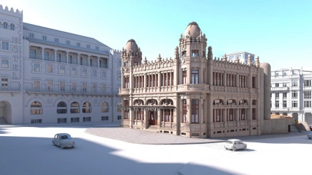Recreación virtual del edificio Castromil en el centro de Santiago