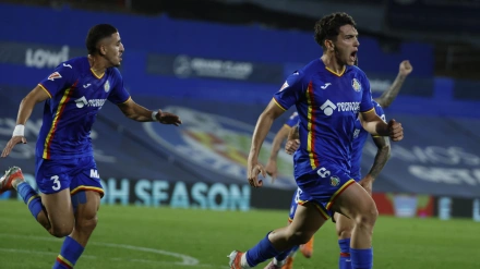 Mario Martín celebra su gol en el Getafe-Girona
