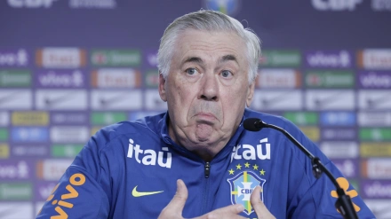 Carlo Ancelotti en la rueda de prensa de Brasil