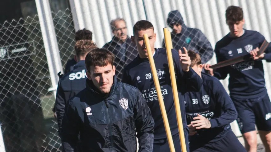 Imagen del entrenamiento del Huesca