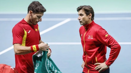 Pablo Carreño junto a Ferrer, en la final de la Copa Davis
