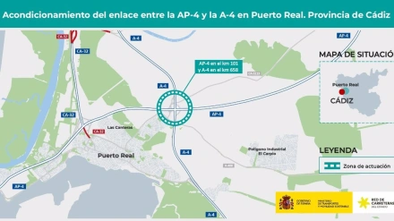 26/12/2025 Punta de actuación para la mejora del enlace entre la AP-4 y la A-4 en Puerto Real
