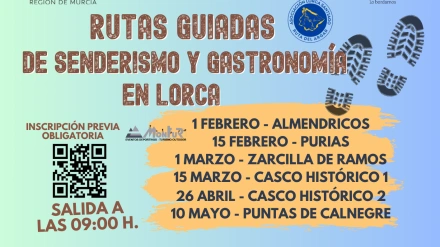 Cartel rutas deportivas y gastronómicas organizadas por Ayuntamiento de Lorca y Hostelor
