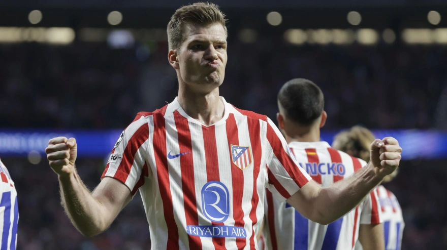Sorloth celebra su gol, en el Atlético - Brujas
